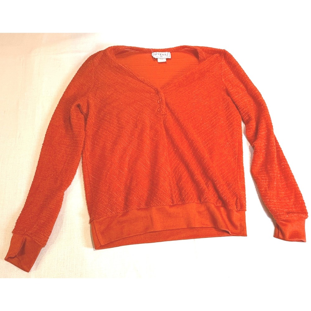 Vintage‎ Shapely Red Textured Sweater 90s Minimalist Medium